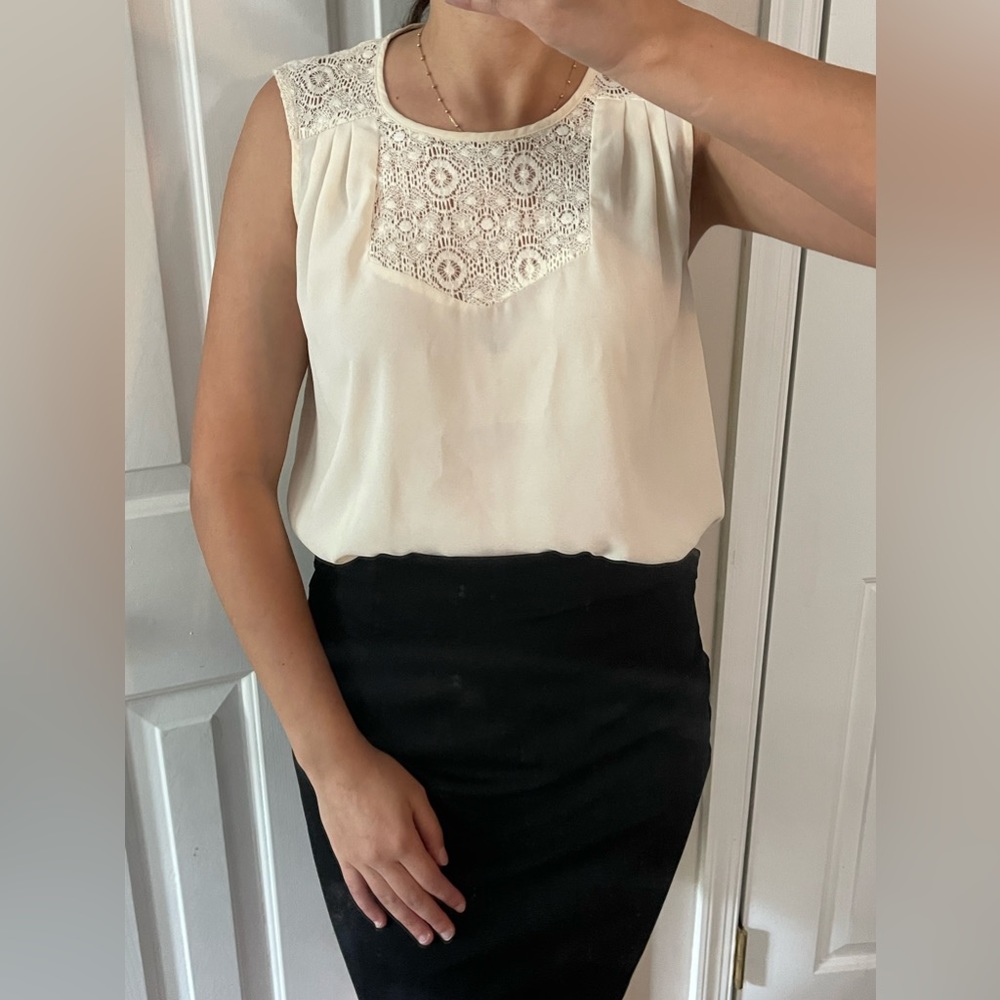 Cream Sleeveless Top - Size S